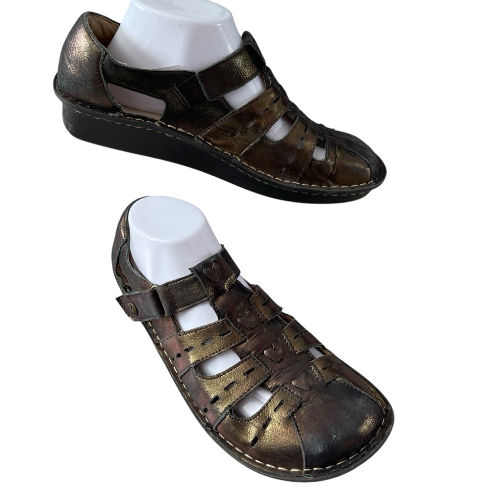Alegria Womens Pesca Fisherman Sandals Mary Jane Bronze Leather EU 40 US 9.5-10